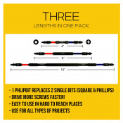 PHLiPBiT Double End Impact Drive Bit 4-6-10 No 2 (3pc Set)
