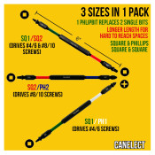 PHLiPBiT CAN ELECT Square & Phillips Impact Drive Bit 4" (3pc Set)