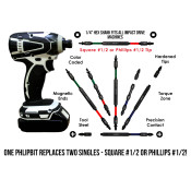 PHLiPBiT CAN ELECT Square & Phillips Impact Drive Bit 4" (3pc Set)